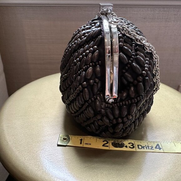 Ann Taylor dark brown beaded evening bag - Picture 7 of 8
